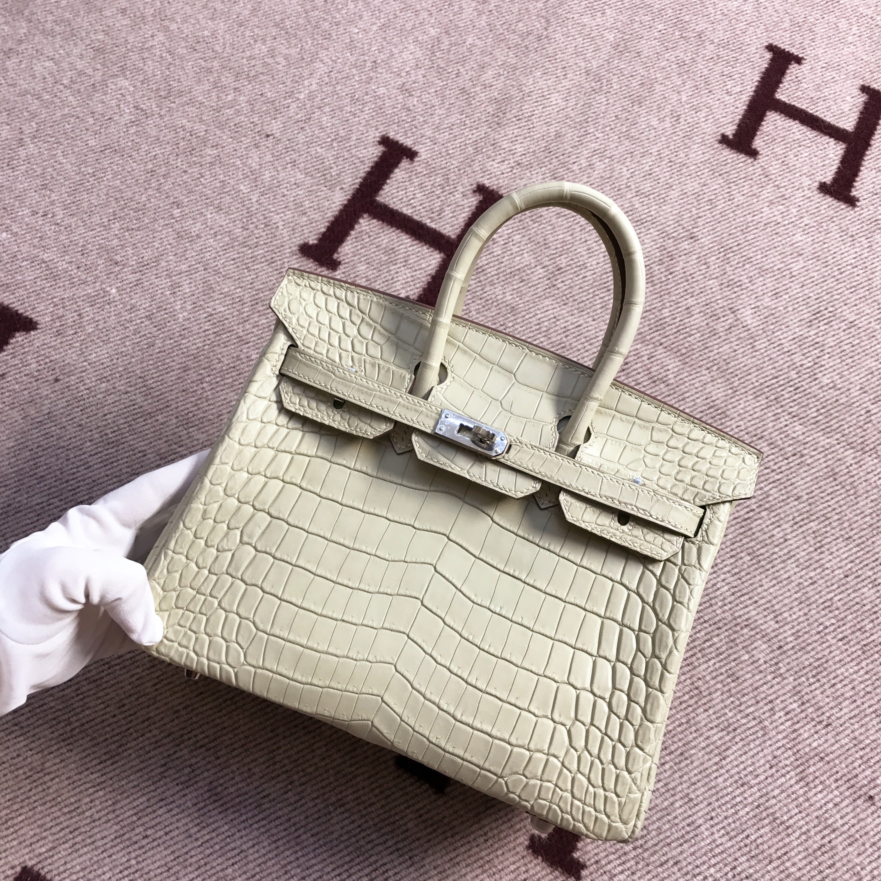 hermès(爱马仕)birkin 铂金包 米杏色 银扣 25cm