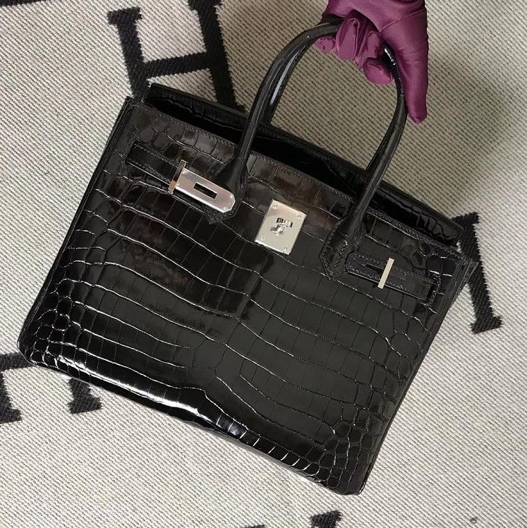 hermès(爱马仕) birkin 铂金包 黑色 银扣 30cm