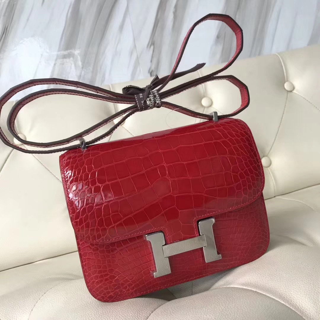 hermès(爱马仕)constance18cm alligator shiny 亮面