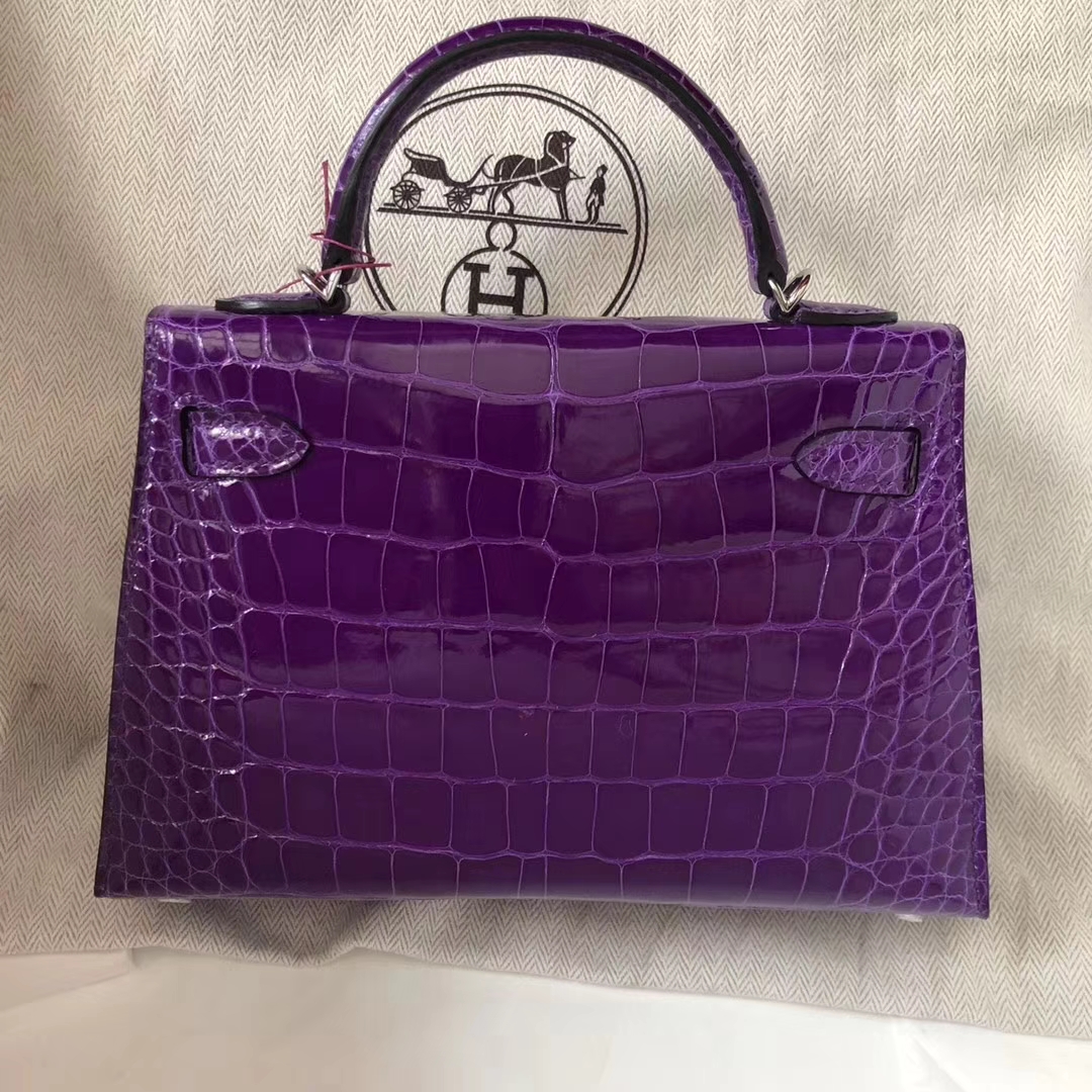 hermès(爱马仕)minikelly ll alligator shiny 亮面鳄鱼 5l 极度紫