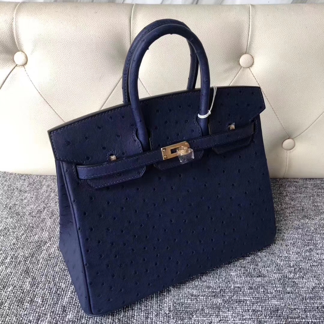 hermès(爱马仕)birkin铂金包 ostrich kk鸵鸟 7k 宝石蓝 blue saphir