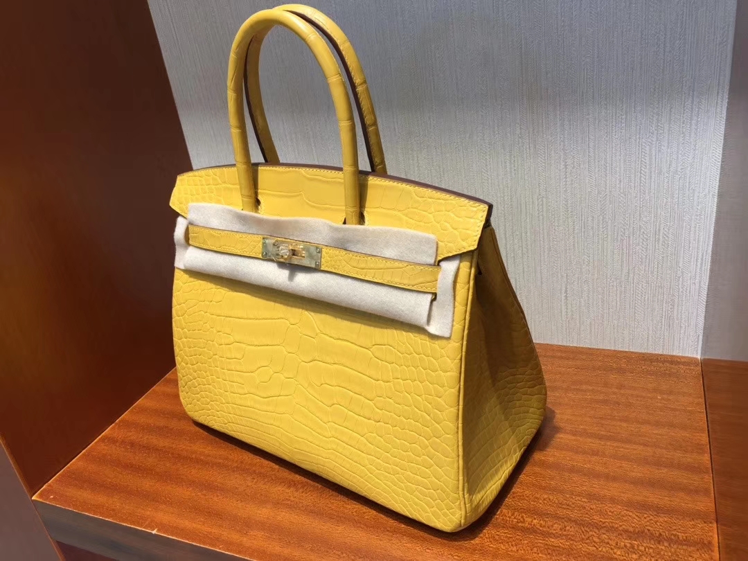 hermès(爱马仕)birkin 铂金包 雾面鳄鱼 9d 琥珀黄 ambre 金扣 特殊