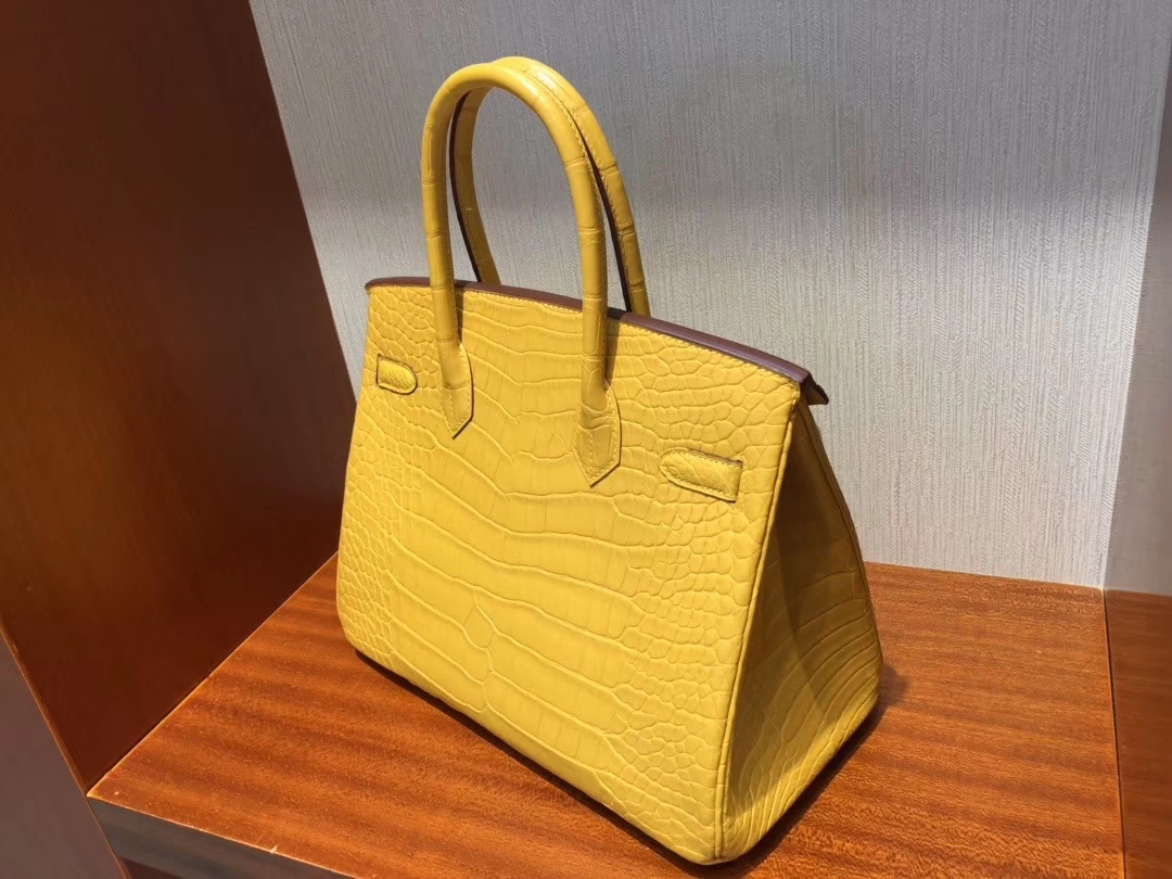 hermès(爱马仕)birkin 铂金包 雾面鳄鱼 9d 琥珀黄 ambre 金扣 特殊