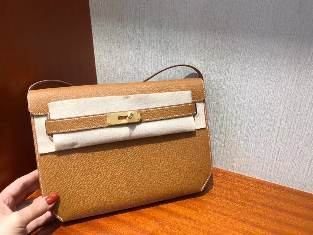 hermès(爱马仕)kelly depeche epsom 原厂掌纹皮 ck37 金棕色 gold