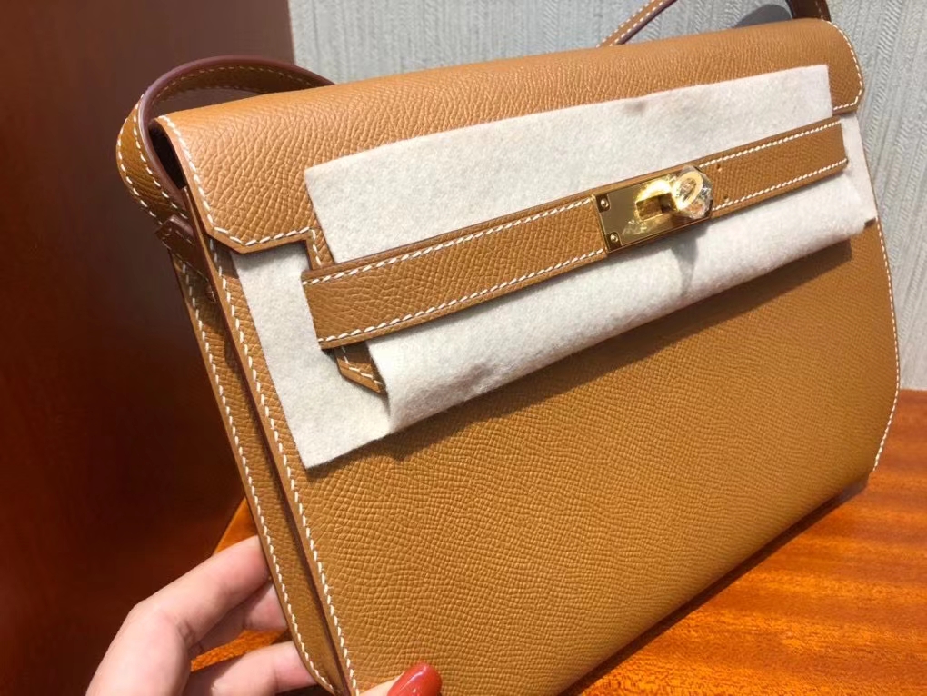 hermès(爱马仕)kelly depeche epsom 原厂掌纹皮 ck37 金棕色 gold