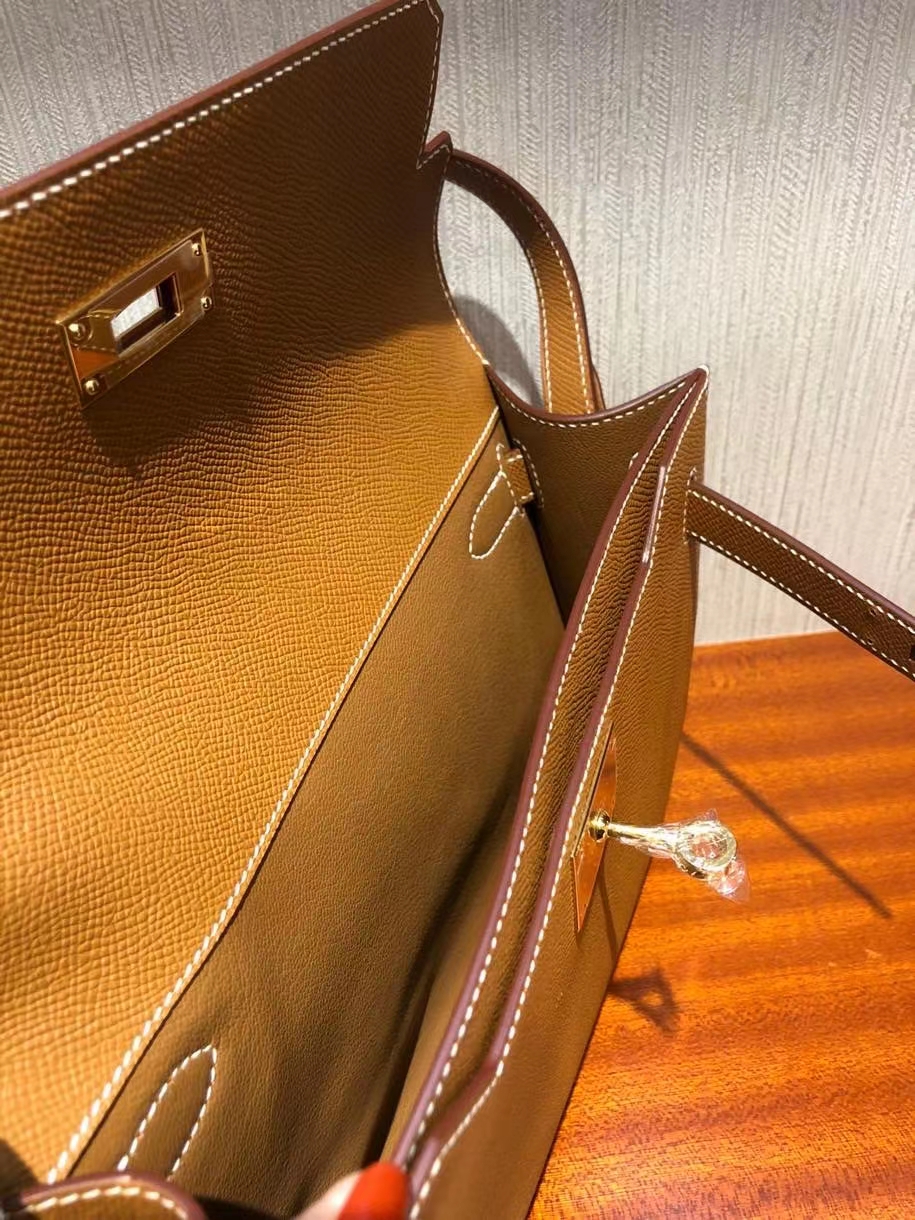 hermès(爱马仕)kelly depeche epsom 原厂掌纹皮 ck37 金棕色 gold